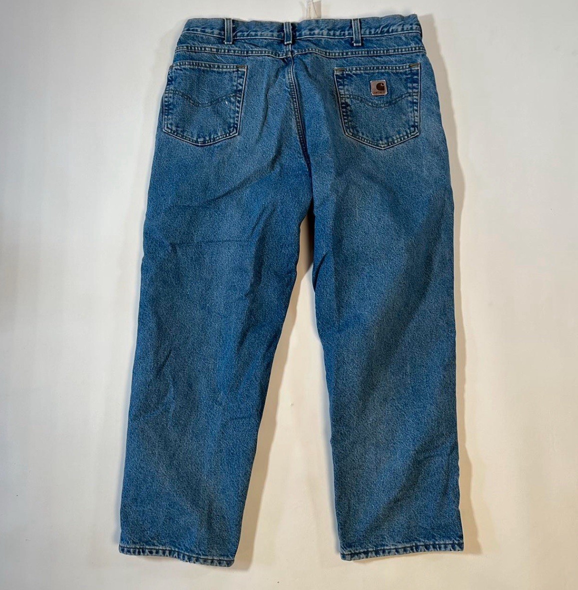 Vintage Carhartt Carpenter Jeans Flannel Lined Size 40X30 Distressed See Pics