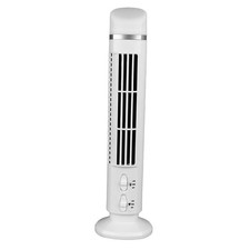 WHITE Bladeless Tower Fan Portable USB Desk Fan With Light For Home Bedroom