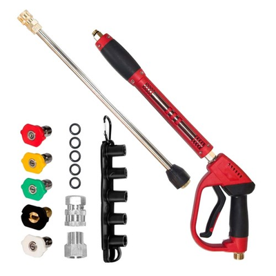 #ad Red 5000 PSI Pressure Washer Gun with 40 Inch Extension and 5 Nozzle Options $50.99