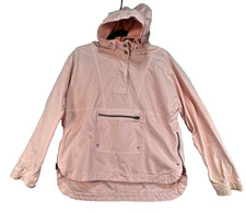 American Eagle Womens Preppy Hoodie Size Small Pink Denim Side Zippers