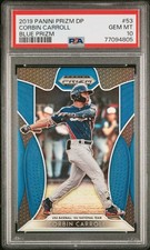 2019 Panini Prizm DP Blue Prizm #53 Corbin Carroll RC PSA 10 GEM MINT POP 1