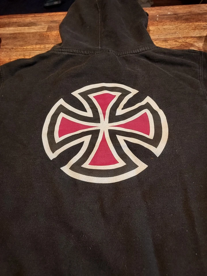 Original Independent bar and cross hoodie! Old Logo! Great Cond! youth med. - image 2 of 3