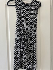 Como Vintage Womens Black /White Print Wrap Dress Sz M