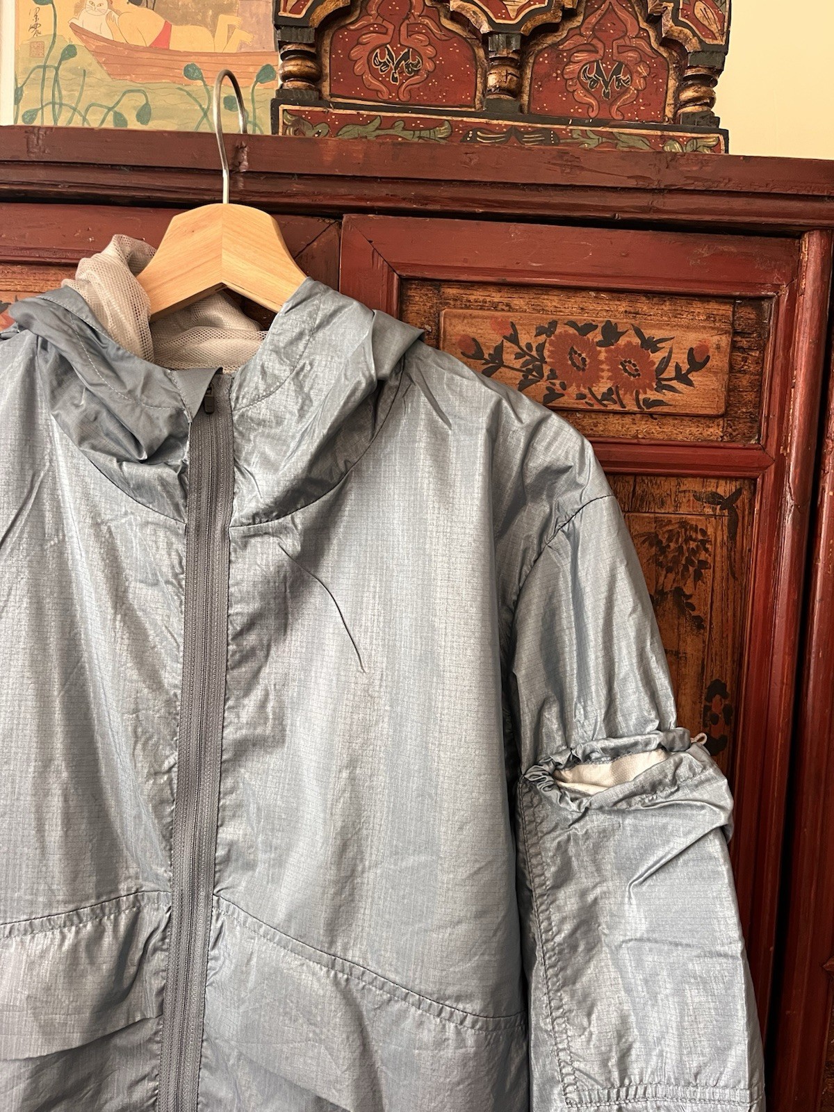 Satisfy Silver Shell Packable windbreaker Jacket … - image 3