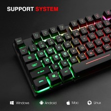 Mechanical Gaming USB Wired Keyboard Rainbow Backlight for Gaming, Working