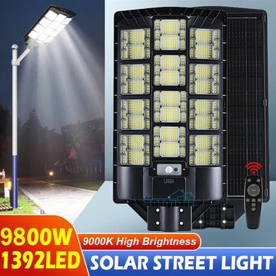 99900000LM Super Bright Solar Street Light Commercial Dusk To Dawn Outdoor Lamp