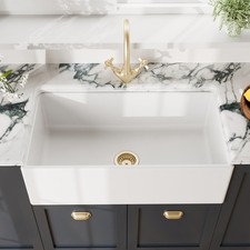 Farmhouse Apron Front Fireclay Ceramic Single Bowl Kitchen Sink, 33 x 18 x 10"