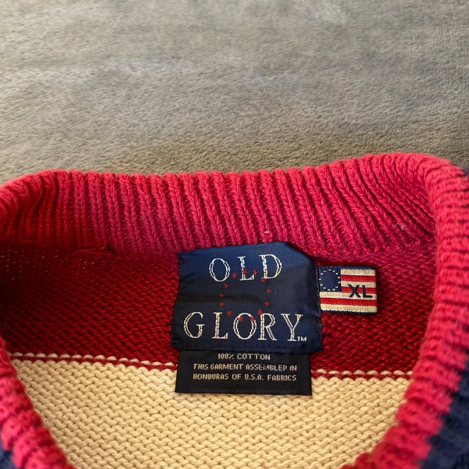 Suéter Tejido Vintage Old Glory Bandera Americana Estrellas Patrióticas Rayas Para Hombres XL Foto 2 de 4