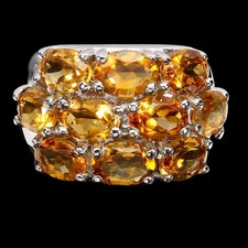 925 Sterling Silver Ring Oval Citrine 7x5mm Natural Gemstone Jewelry Size 7.5