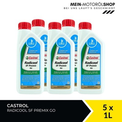Castrol Radicool SF Premix Go Kühlmittel Coolant Antifreeze 5x1 Liter = 5 Liter