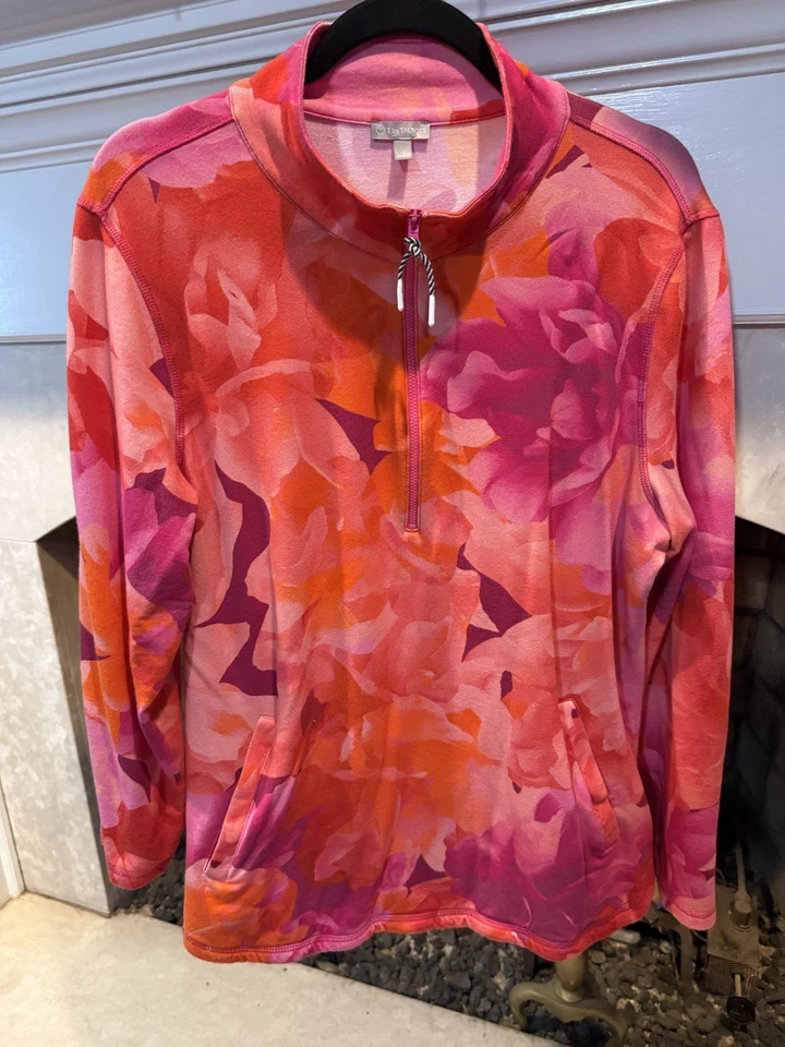 Talbots CLÁSICO JERSEY DE FELPA FRANCESA MEDIA CREMALLERA - MEZCLADO FLORAL Talla 1X E74 Foto 2 de 4