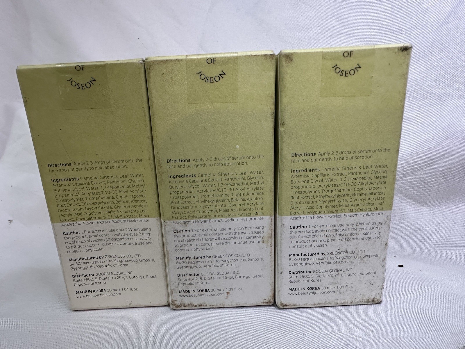 Beauty of Joseon Calming Serum, Green Tea + Panthenol 1.01 oz 3PK Exp 4/27
