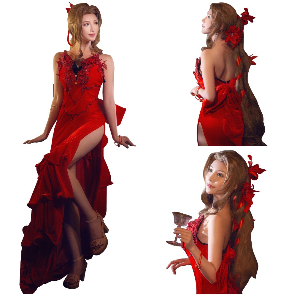 fitted lace wedding dress Static Arts Final Fantasy VII Aerith Gainsborough Dress Version