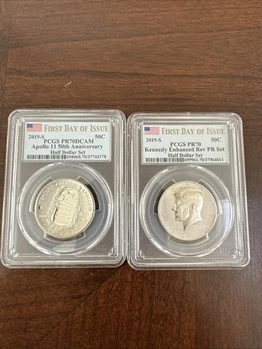 2019 S PCGS PR70 Kennedy 50c Enhanced Rev PR Half Dollar Set
