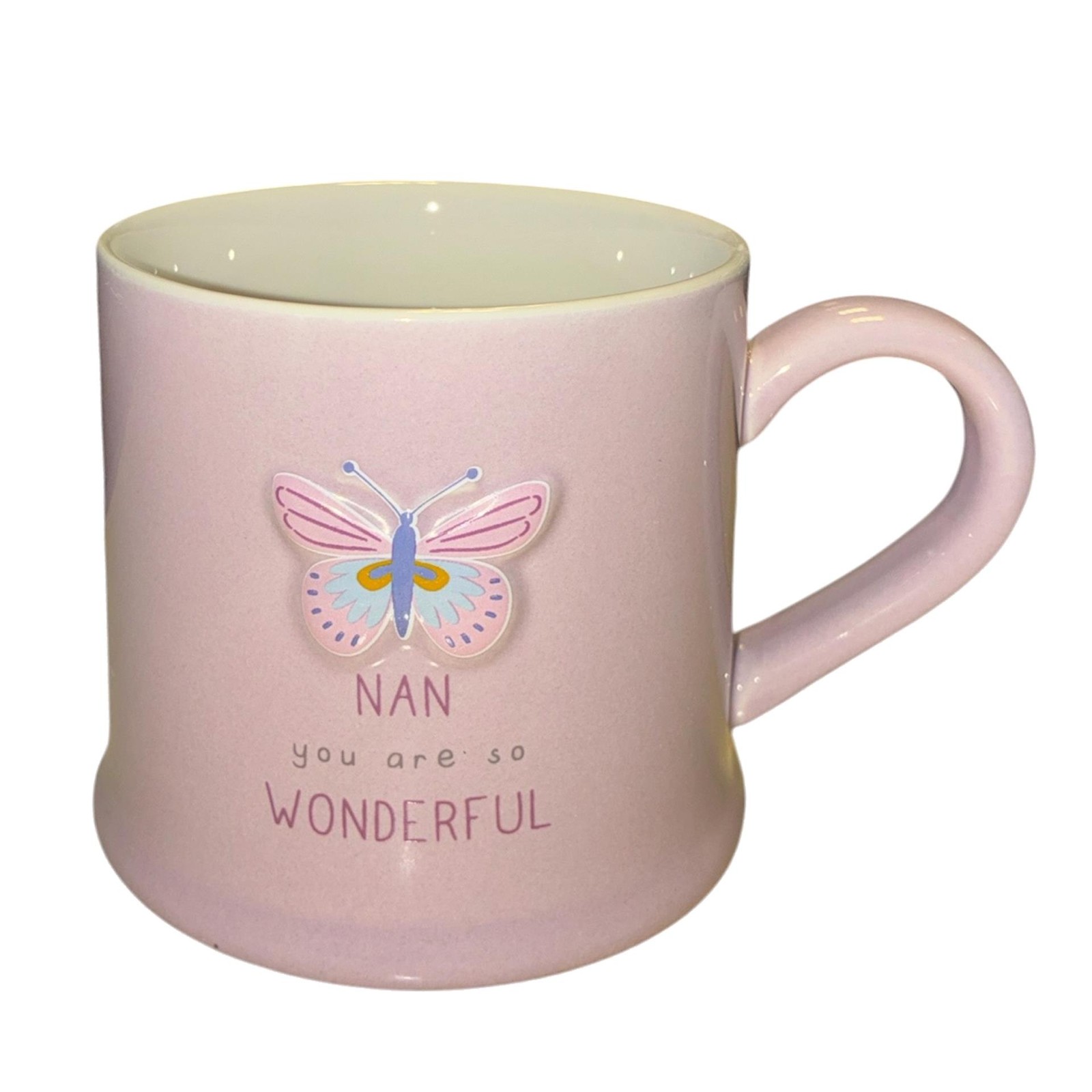 Ceramic Mug for Nan with Embossed Butterfly Design and Wording 290ml
