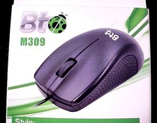 BTO Optical Mouse Wired for Computer USB Two Handed Design 1000dpi Button no 3