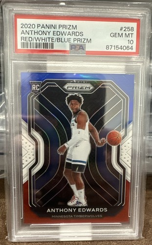 2020 Panini Prizm #258 Anthony Edwards Red White Blue PSA 10