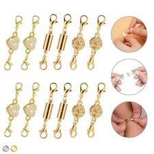 Magnetic Necklace Clasps and Closures, 12PCS Gold  Silver Magnetic Lobster Clas