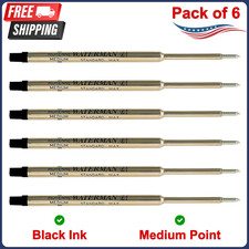 Waterman Black Ballpoint Ink Refill Medium Point Maxima - 6-Refills 83425