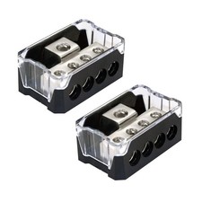 4 Way Power Distribution Block, 0/2/4 AWG Gauge in, 4/8/10 Gauge Out, Car Aud...