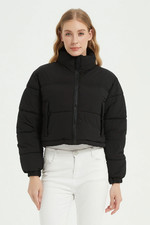 Image of Women &Girl's Oversized 2 Tone Water Repellent Quilted Crop Length Puffer Jacket
