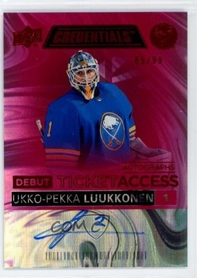2021-22 Upper Deck Credentials Red /99 Ukko-Pekka Luukkonen Rookie Auto RC 06cs