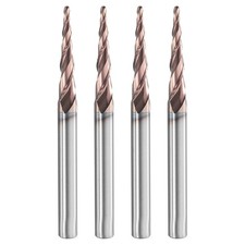 4 Pcs 2 Flute Ball Nose End Mill 0.59" Cutting Length TiAlN Coated for Carving