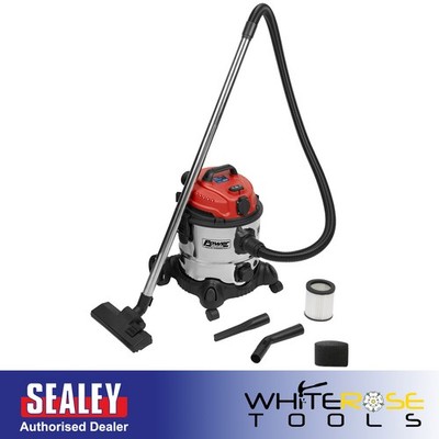 Sealey Staubsauger Industrie 20L 1400W/230V Edelstahl Trommel Autostart