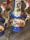 Pair of Vieux Paris cobalt blue porcelain vases with hand-painted floral deco — photo 5