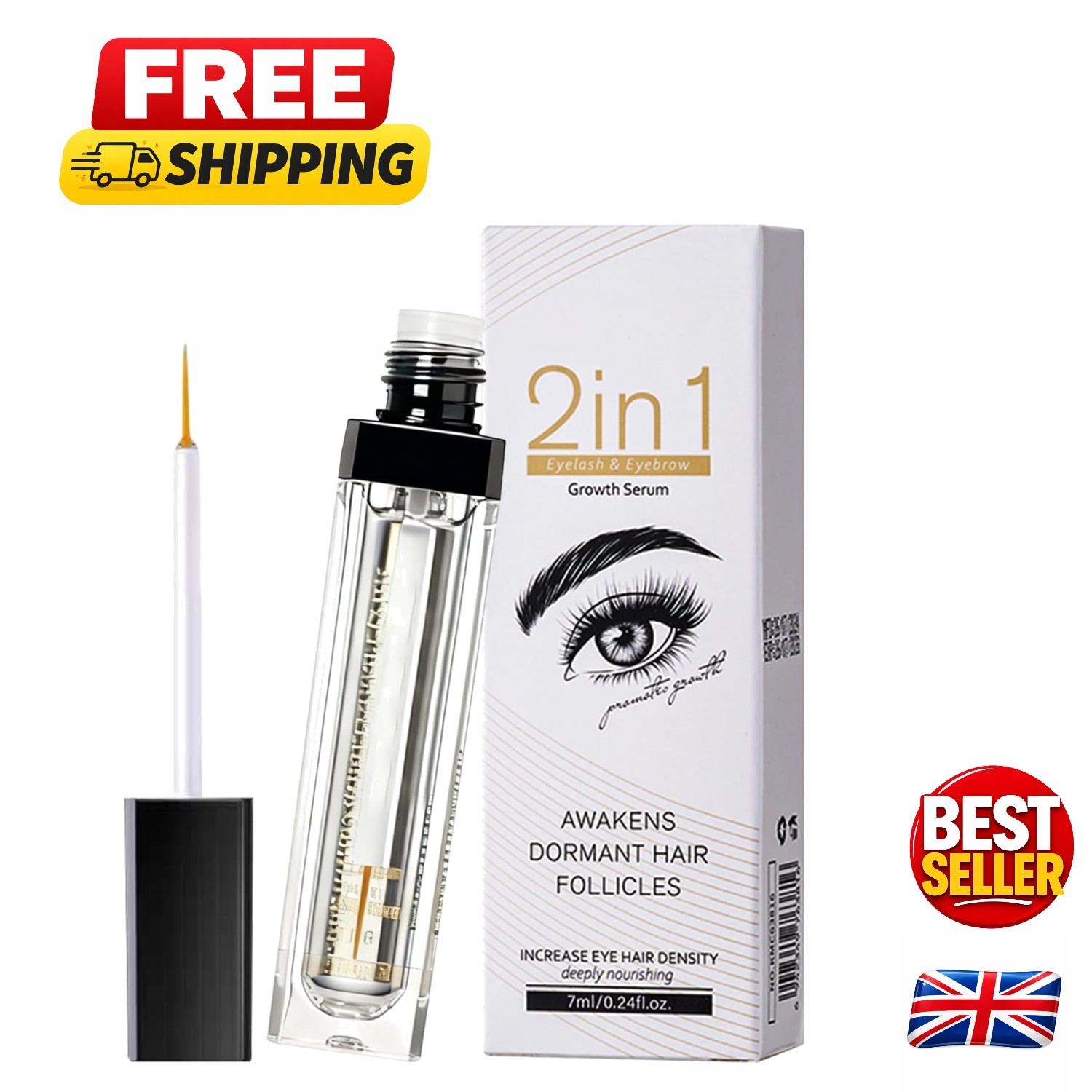 7ml Quick-Dry Eyelash & Eyebrow Serum - Boost Vitality for Thicker Appearance