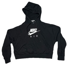 Nike Air Cropped Hoodie Sweatshirt Black Women's Large Logo Pullover Casual