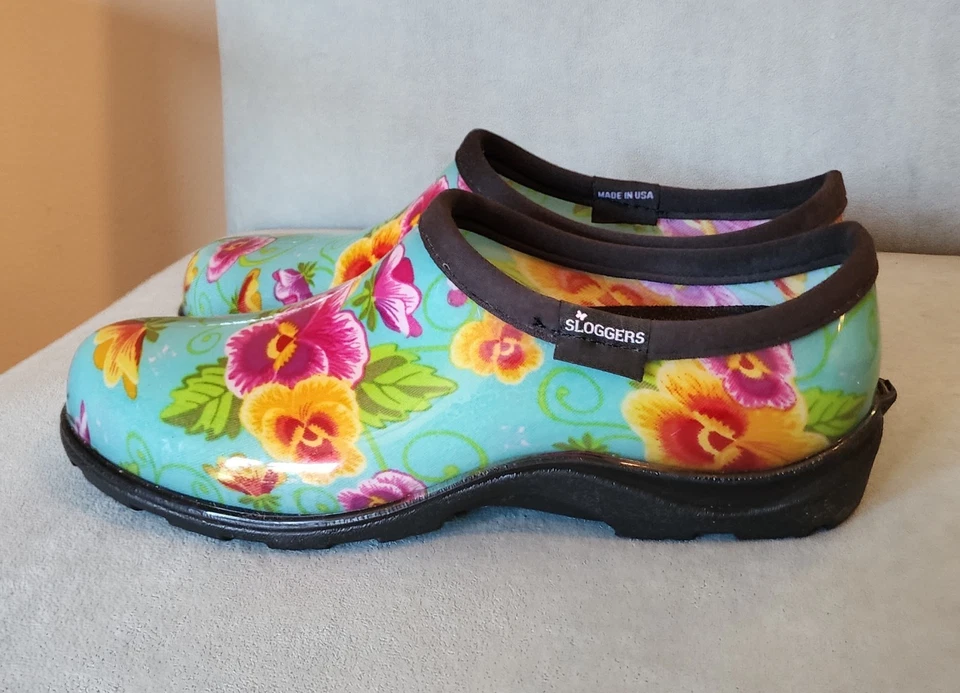 Women's SLOGGERS GARDEN SHOES Turquoise Floral Sz8 - Image 2 of 4