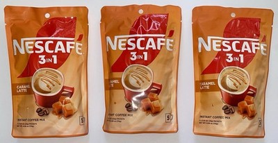 NESCAFE 3 in 1 CARAMEL LATTE Instant Coffee Mix 4.06 oz (15 STICKS)