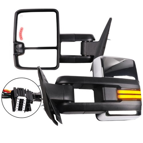For 2007-2014 Chevy GMC Tow Mirrors Power Heated Dynamic LED Signals - Picture 2 of 13
