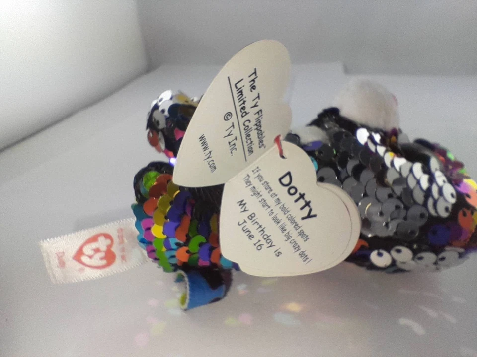 Ty Flippables Plüschtier Pailetten Schlüsselanhänger Dotty Leopard 2019 Herz Tag - Bild 2 von 4