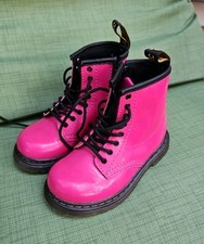 Dr. Martens 1460 T Patent Leather Hot Pink Boots Kids 8 Delaney Doc Martens