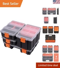 Compact 4-Piece Storage Toolbox with Removable Dividers for Perfect Organization