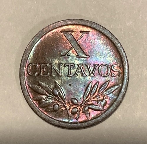 1953 Portugal - 10 Centavos - Rainbow Toning - Gem BU - C00286