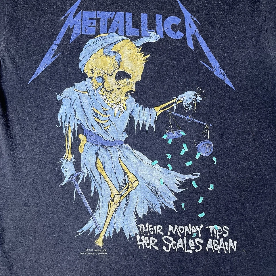 Vtg 1989 Metallica their Money Tips Her Scales Again T-shirt Men M Tour Band Tee - Image 3 of 4