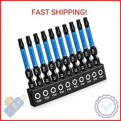 10-Pack T20 Torx Bit 2 Inch, Professional-Grade T 20 Torx Screwdriver Bits for I