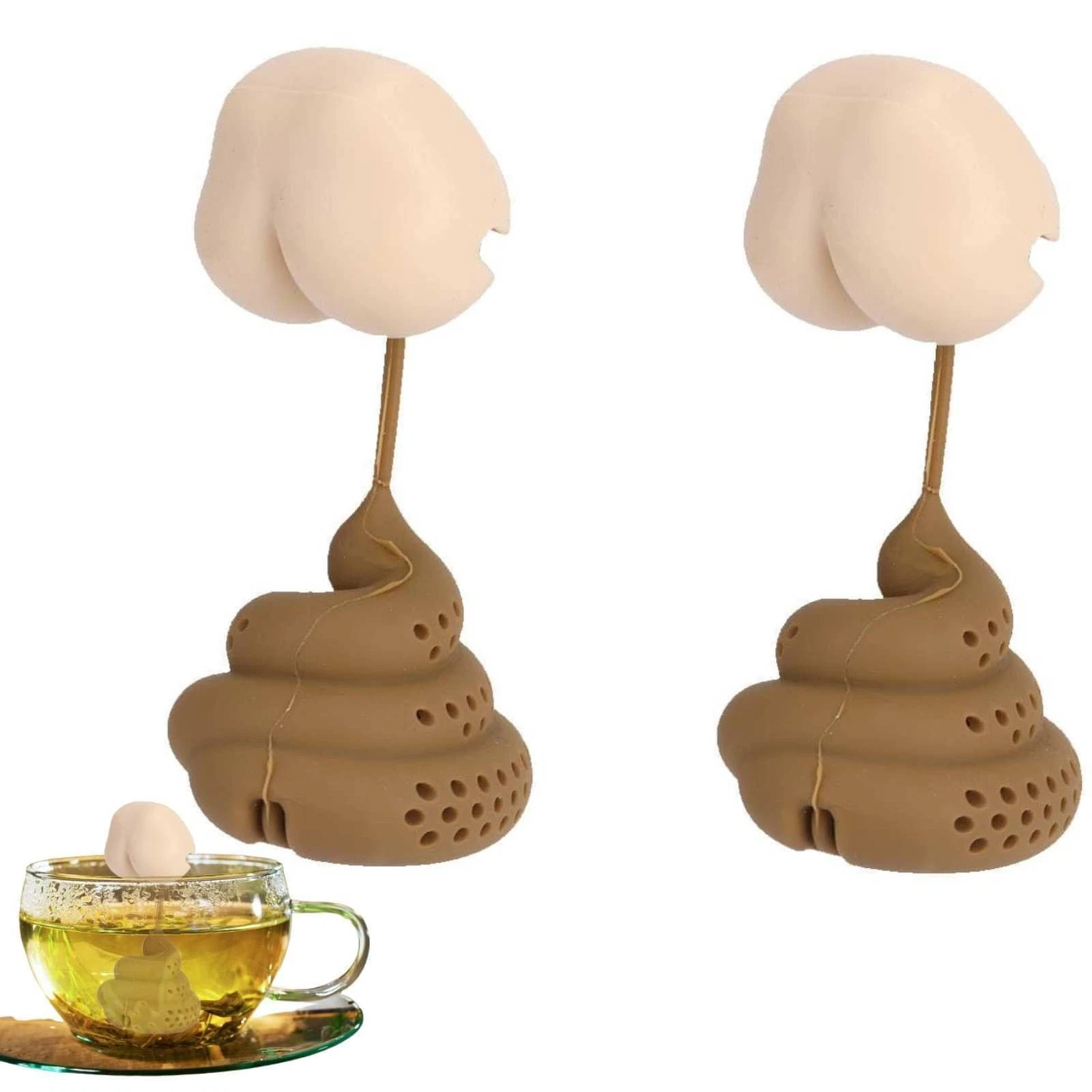 2 Pack Silicone Tea Infuser for Loose Tea, Poop Silicone Loose Leaf Tea Strainers...
