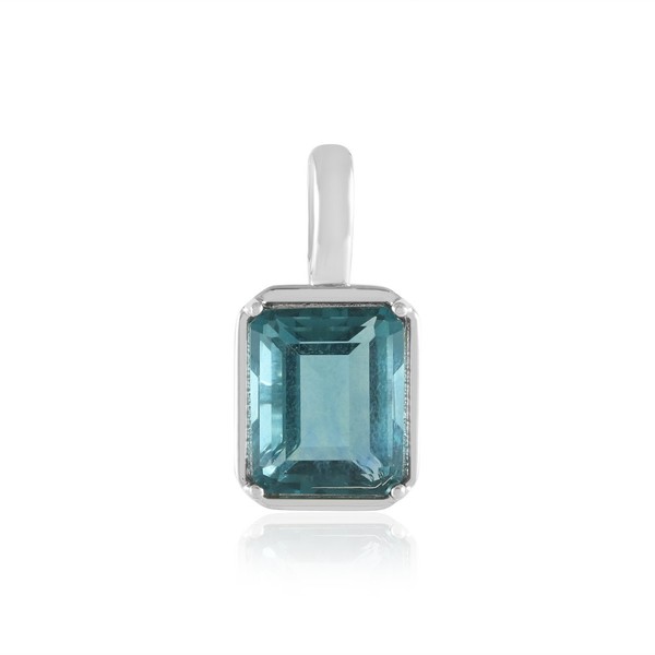 Cavill SilberanhäNger Damen Petrolfluorit 3,93Ct Oktagon 925 Silber-image