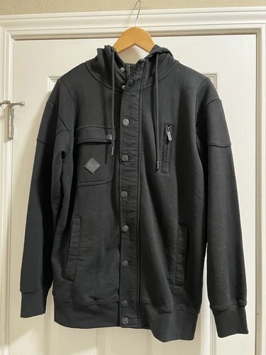 JINX Men’s Small Black Hooded Jacket Skull Utility Military Gamer Hoodie - product listing photo