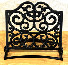 Decorative Black Iron Art Nouveau Scrolled Cookbook Recipe Bible Stand Holder