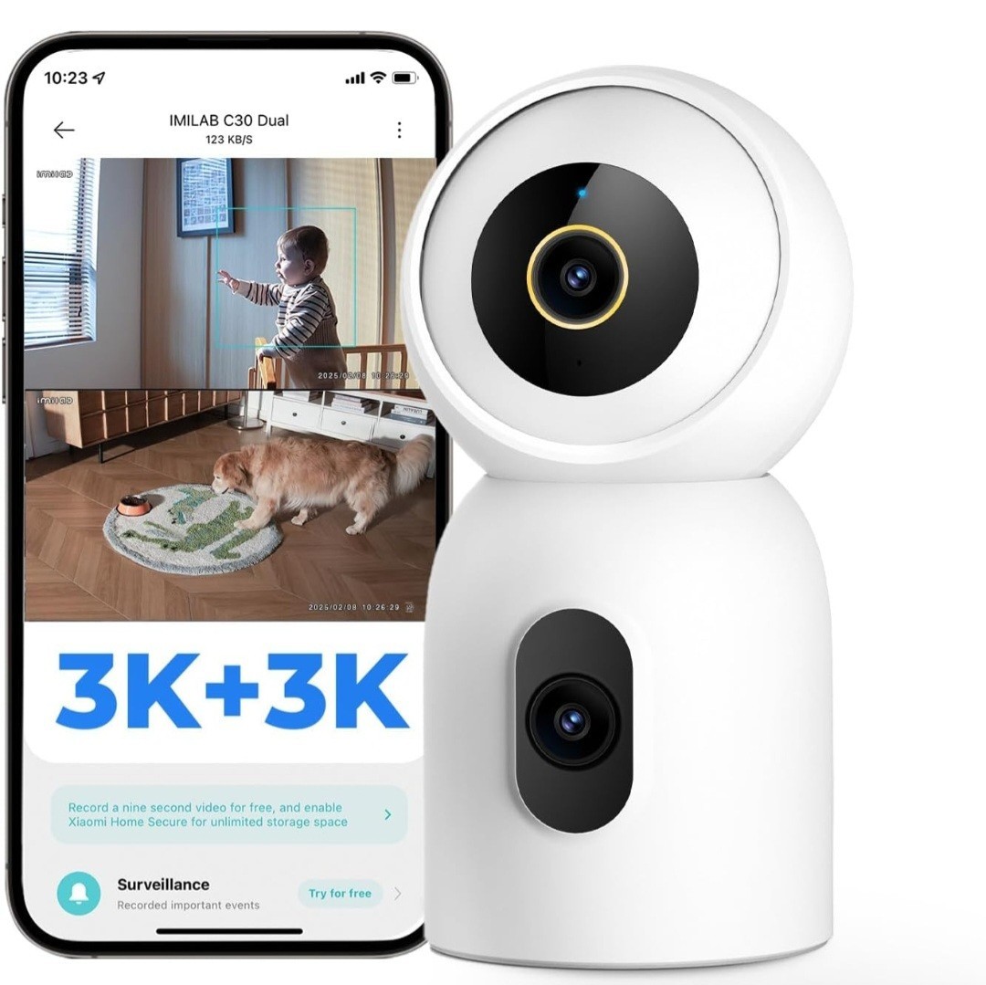 IMILAB C30 Dual 3K+3K Security Camera Indoor, Room Camera for Kids/Pet/Baby, Ind