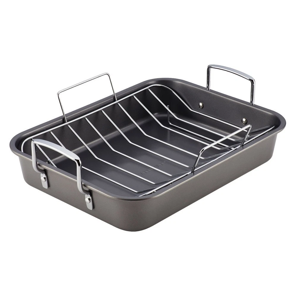 Farberware 12" x 16" Nonstick Roaster with Rack & Riveted Handle, Oven-Safe