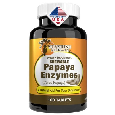 Sunshine Naturals Papaya Enzyme Chewable Digestive Aid 100 Tablets