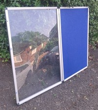 A large enclosed notice board 60cm x 90cm ( nearly 2ft x 3ft) blue pin board