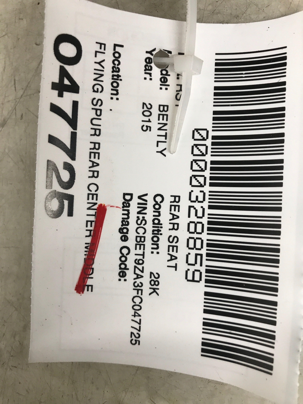 2013 - 2019 BENTLEY FLYING SPUR REAR MIDDLE UPPER SEAT CUSHION 4W0885526B