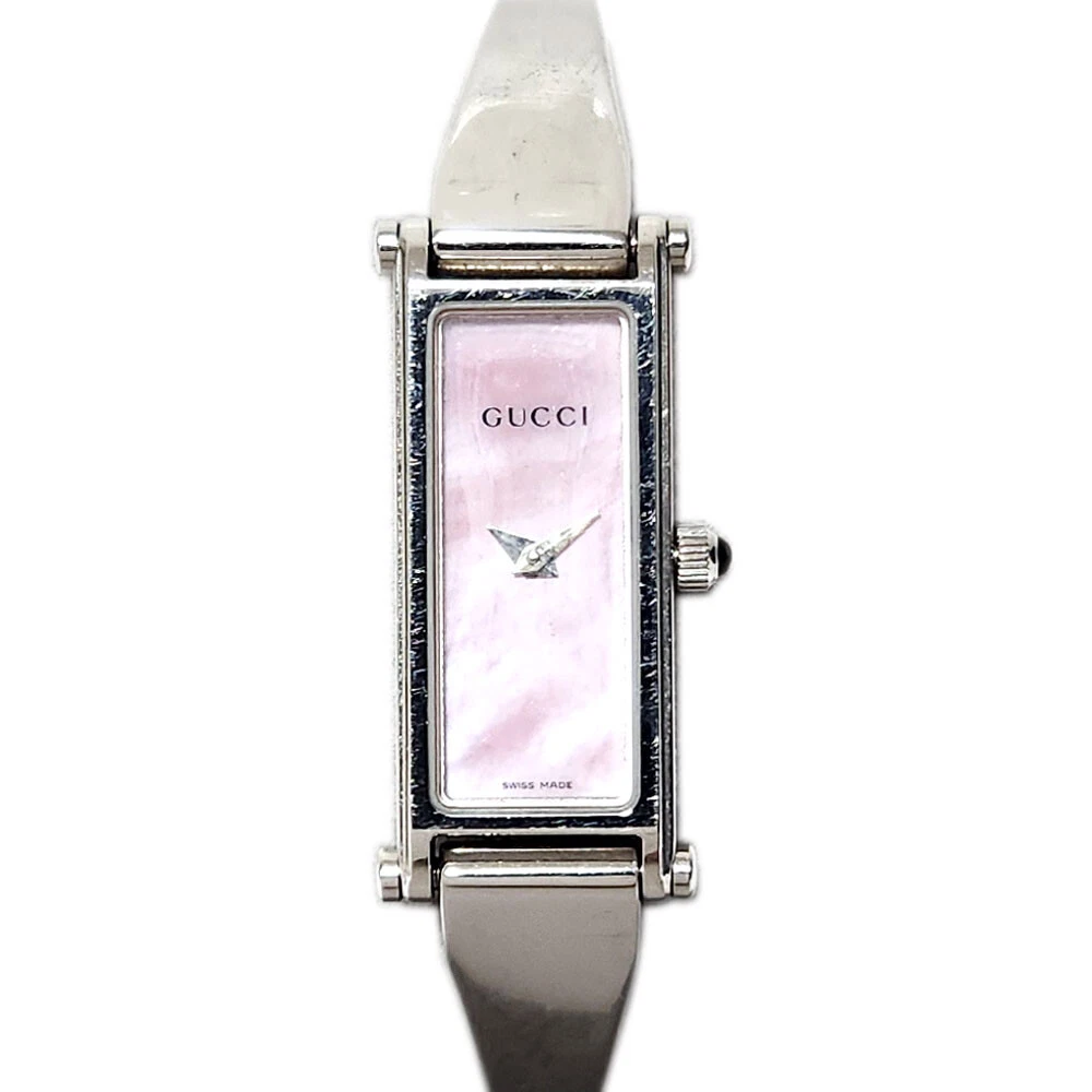 Montre Bracelet GUCCI Cadran 1500L : Bracelet Coquille Rose : Métal Argenté Occasion Rang B